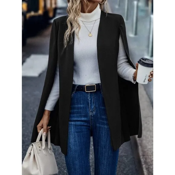 🌟 Open Front Cape Blazer jacket tan camel