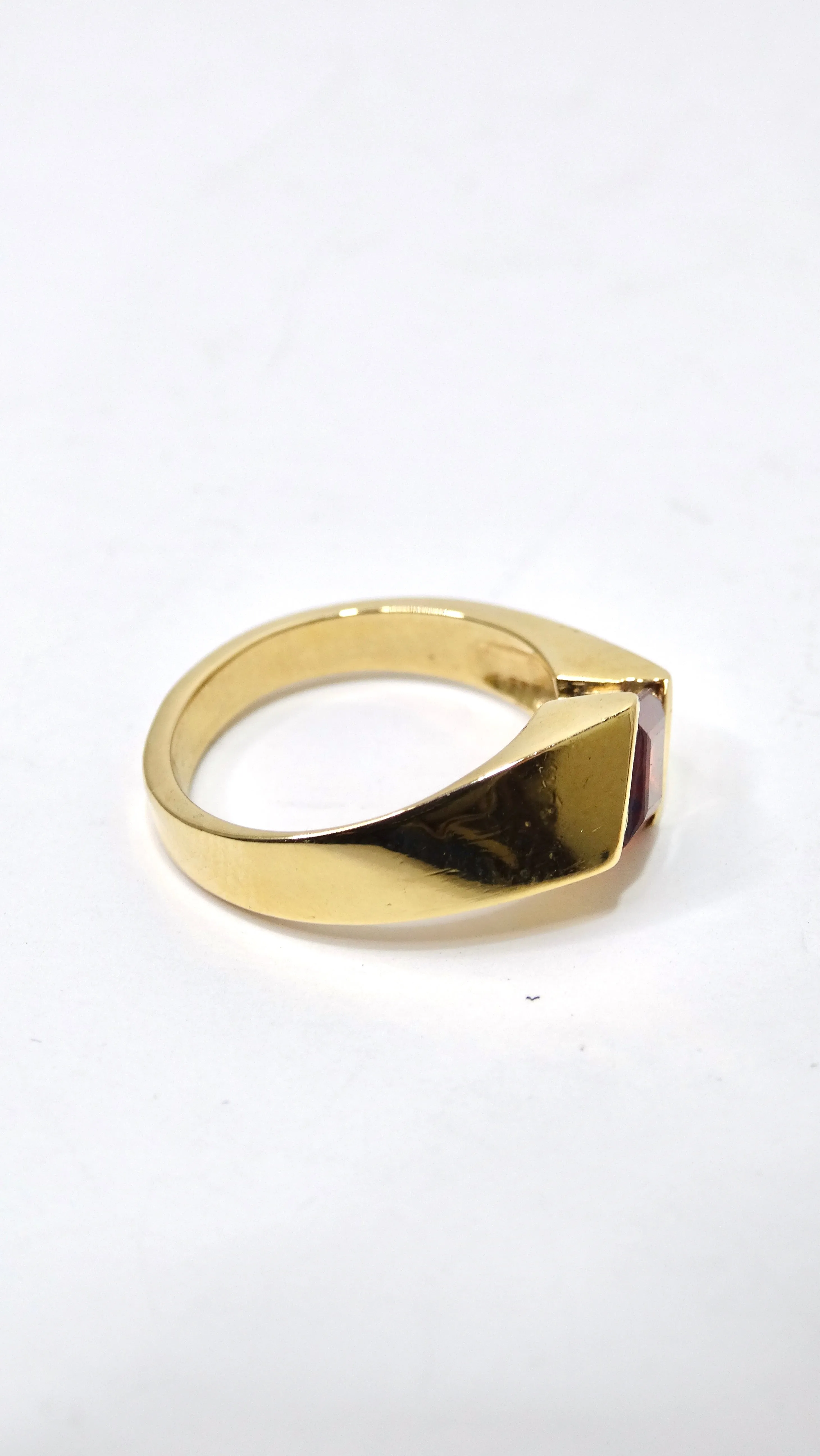14k Gold and Garnet Geometric Ring