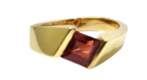 14k Gold and Garnet Geometric Ring