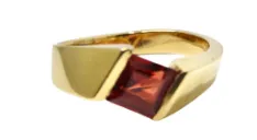 14k Gold and Garnet Geometric Ring