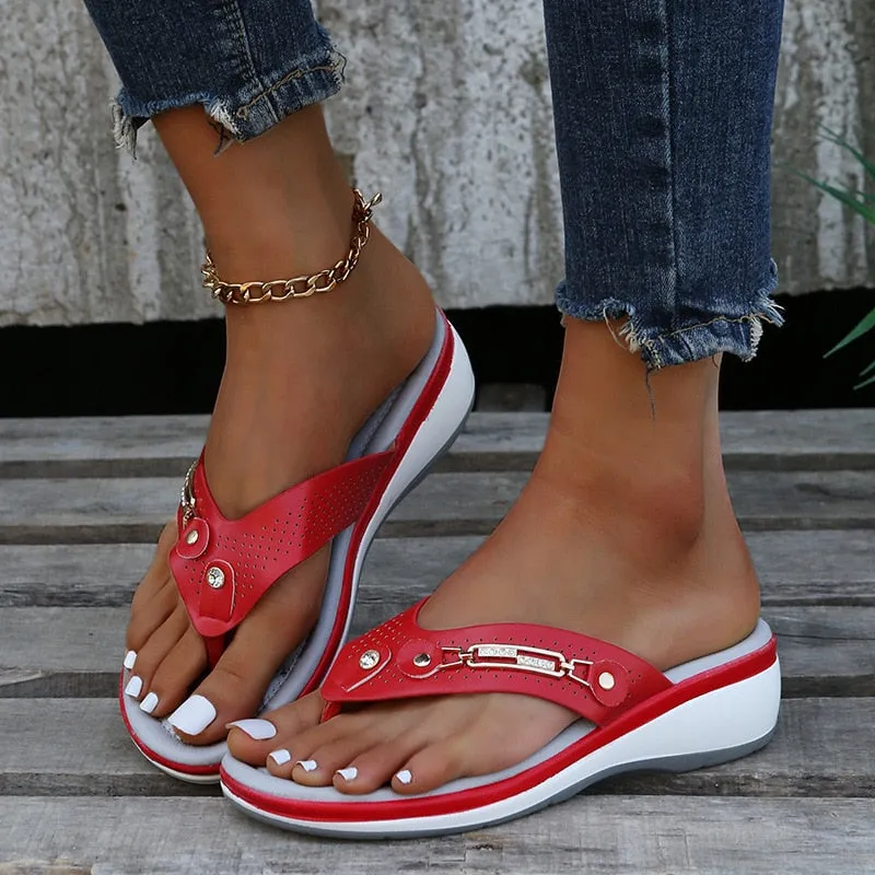 2022 NEW Flip-flops Women Wear Non-slip Thick-soled Wedges Women Sandals Slippers In Summer Women Wear Beach Shoes