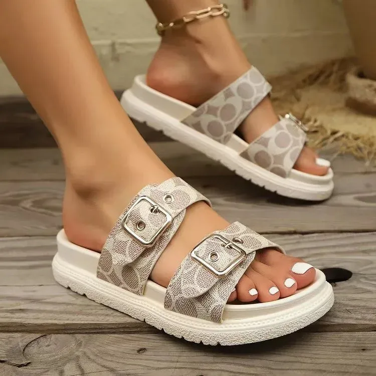 2025 Summer New Luxury Print Brand Designer Platform Shoes Outdoor Casual Comfortable Beach Slippers for Women Zapatillas Mujer