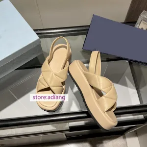 3.5cm flats lamb leather sandals comfort vintage shoes women 35-40 high quality 2023