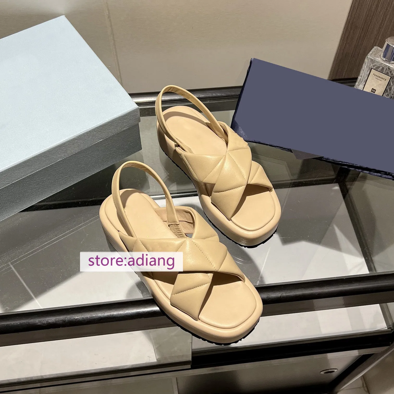 3.5cm flats lamb leather sandals comfort vintage shoes women 35-40 high quality 2023