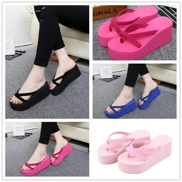 7 Colors Summer Casual Flip Flops Beach Slippers Sandals Summer Wedge Sandals Shoes