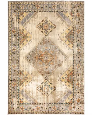 7’ x 9’ Gray and Beige Aztec Pattern Area Rug