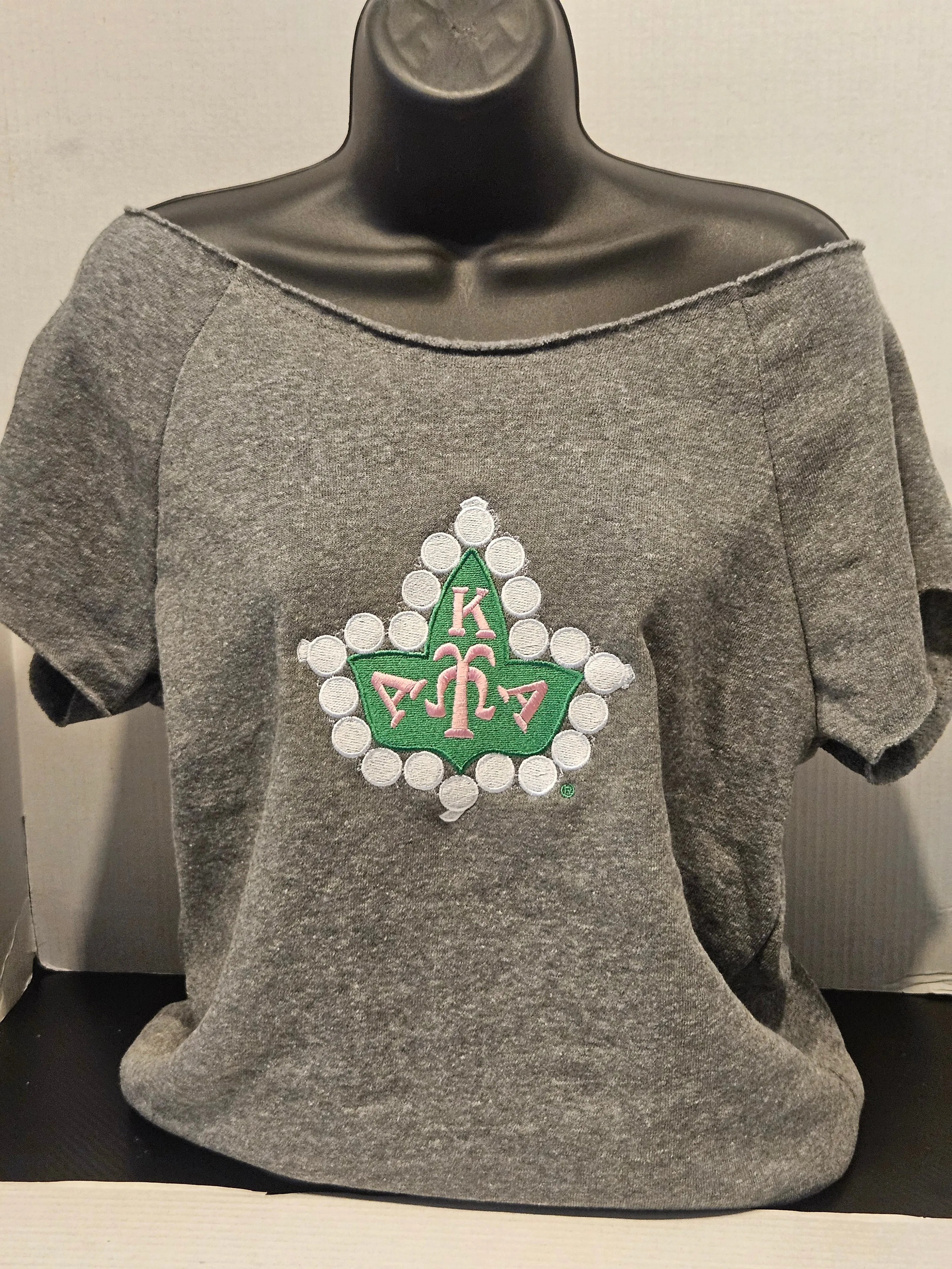 AKA Short Sleeve OFF THE SHOULDER SWEATSHIRT(IVY)GREY