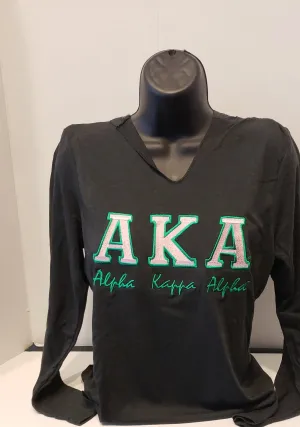 AKA Vneck HOODIE(BOLD) Black