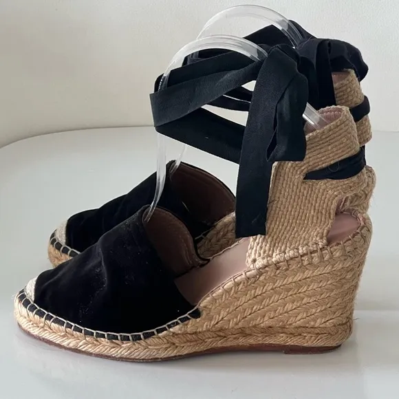 Alexa Chung Black Summer Bohemian Espadrilles Size 38