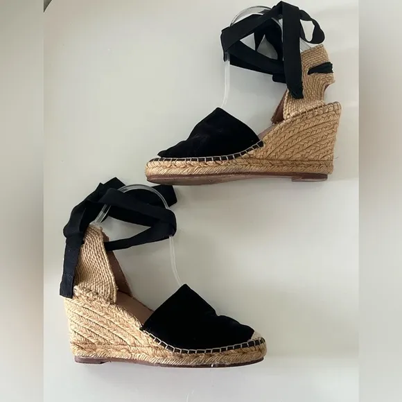 Alexa Chung Black Summer Bohemian Espadrilles Size 38