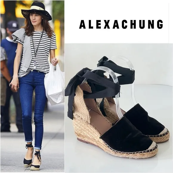 Alexa Chung Black Summer Bohemian Espadrilles Size 38