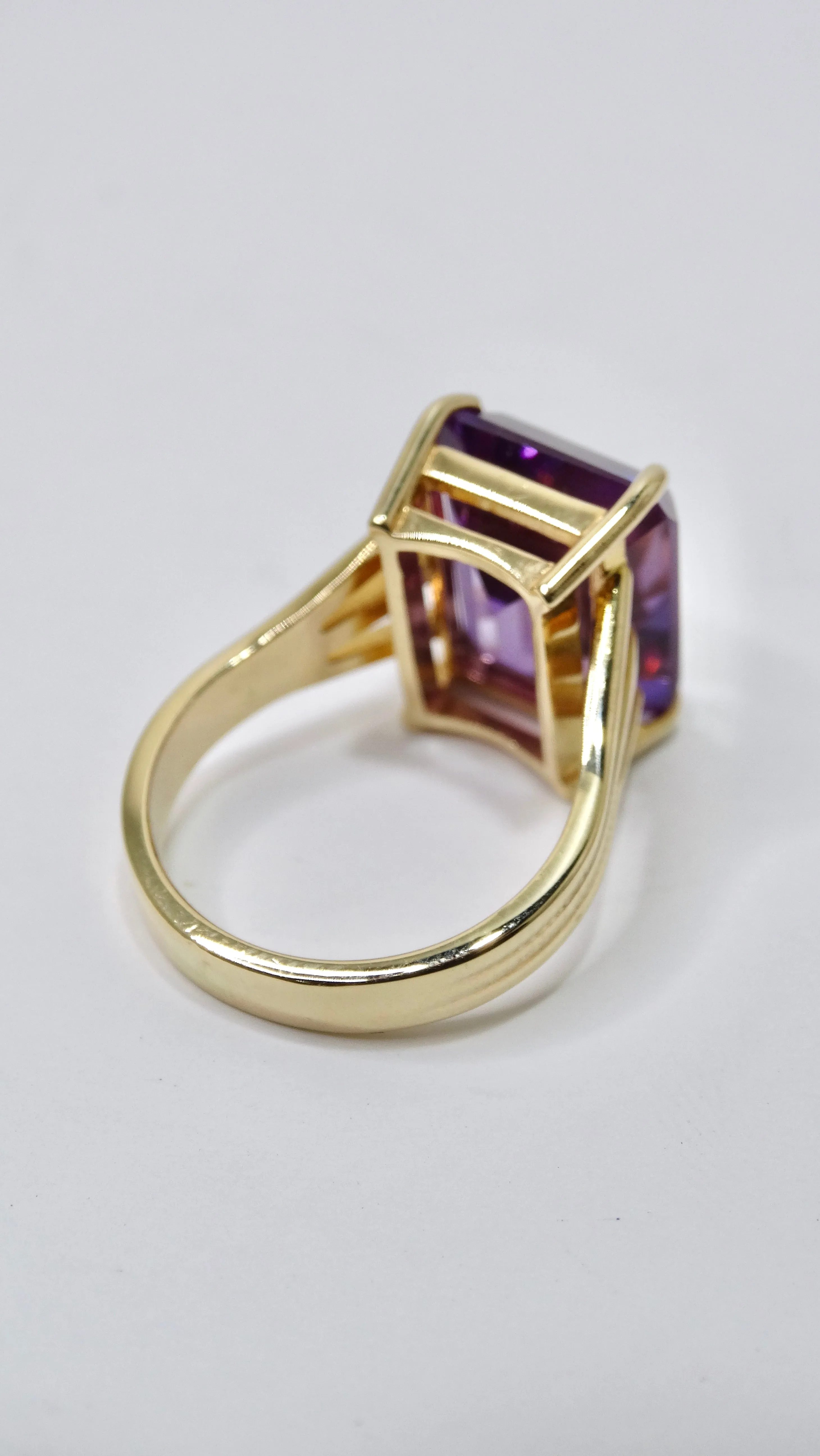 Amethyst Emerald Cut 14k Gold Solitaire Ring