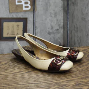 Anne Klein Womens Vintage Strap Back Small Heel Loafer Flats Brown Multi 6.5M