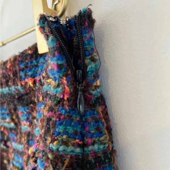 AQUA Tweed mini short  skirt  multicolor  women’s medium gold buttons