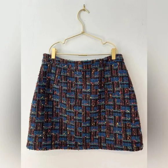 AQUA Tweed mini short  skirt  multicolor  women’s medium gold buttons