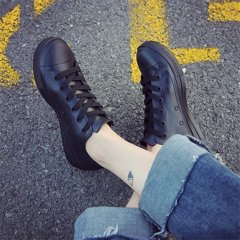 Autumn Female Casual Flat Shoes Rubber Rain Boots