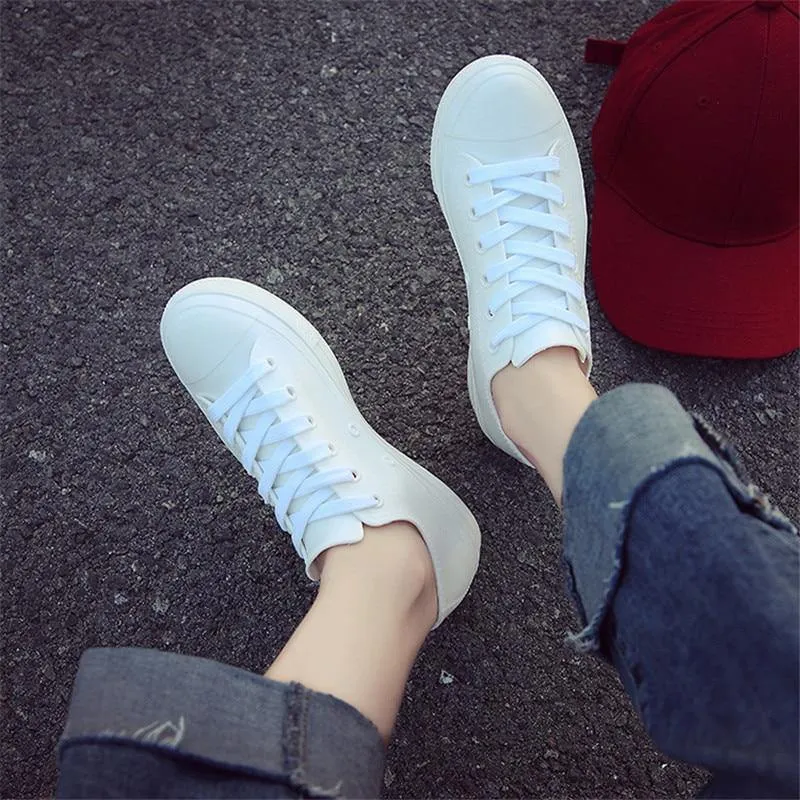 Autumn Female Casual Flat Shoes Rubber Rain Boots