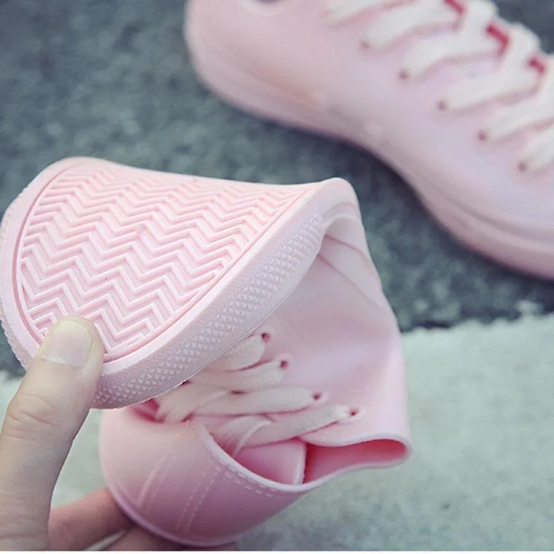 Autumn Female Casual Flat Shoes Rubber Rain Boots