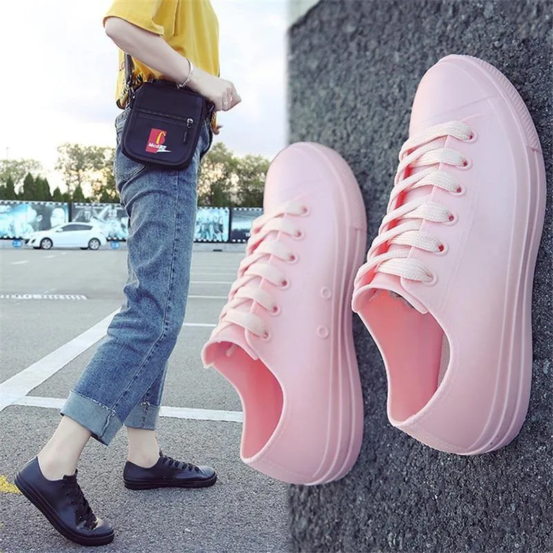 Autumn Female Casual Flat Shoes Rubber Rain Boots