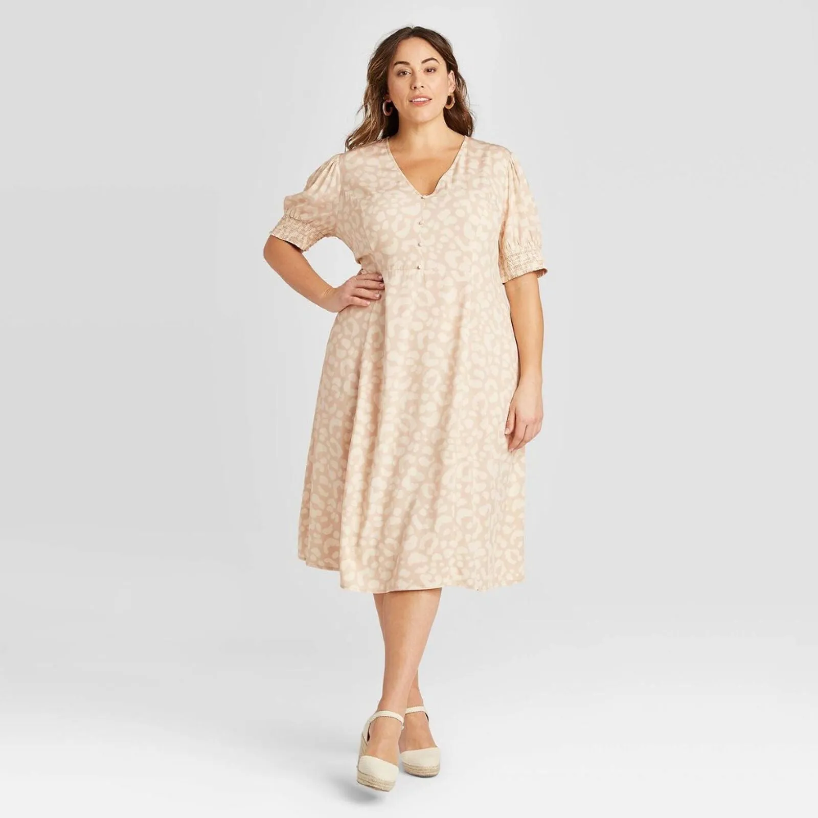 Ava & Viv Women's Plus Size Animal Print Short Sleeve Dress 78463649