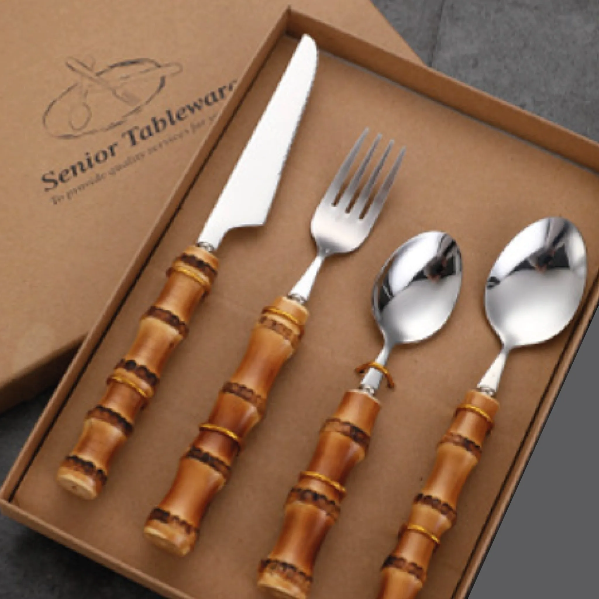 Bamboo Flatware Place Set of 4