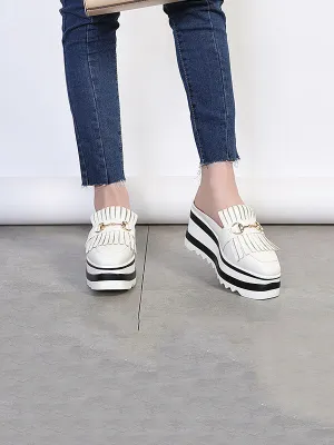 Baotou Half Slippers Female Summer Fashion Tassels Increased Shoes Wear No Heel Lazy Thick-bottomed Cakes Sandals and Slippers