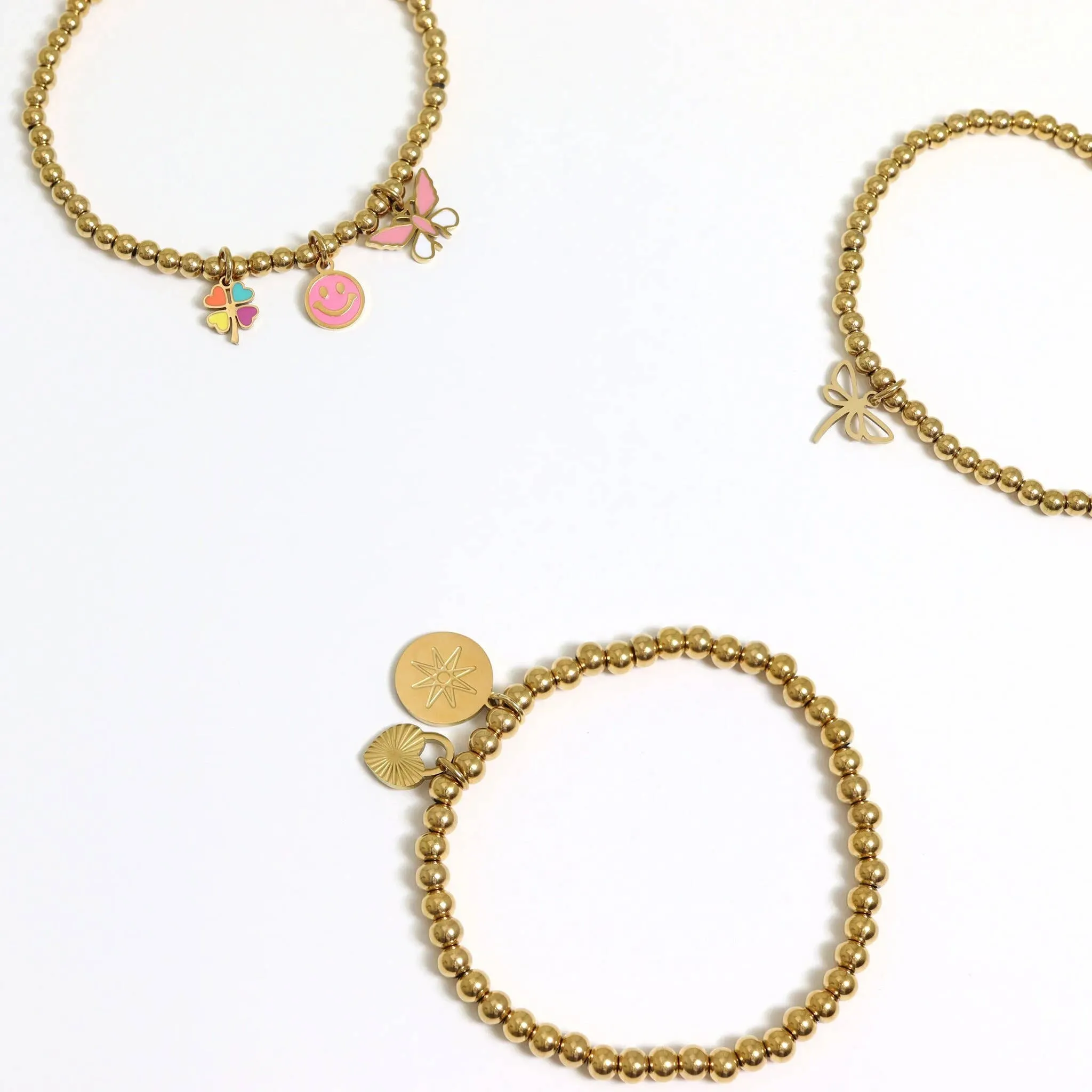 Bianca 18K Gold PVD Beaded Stretch Bracelet