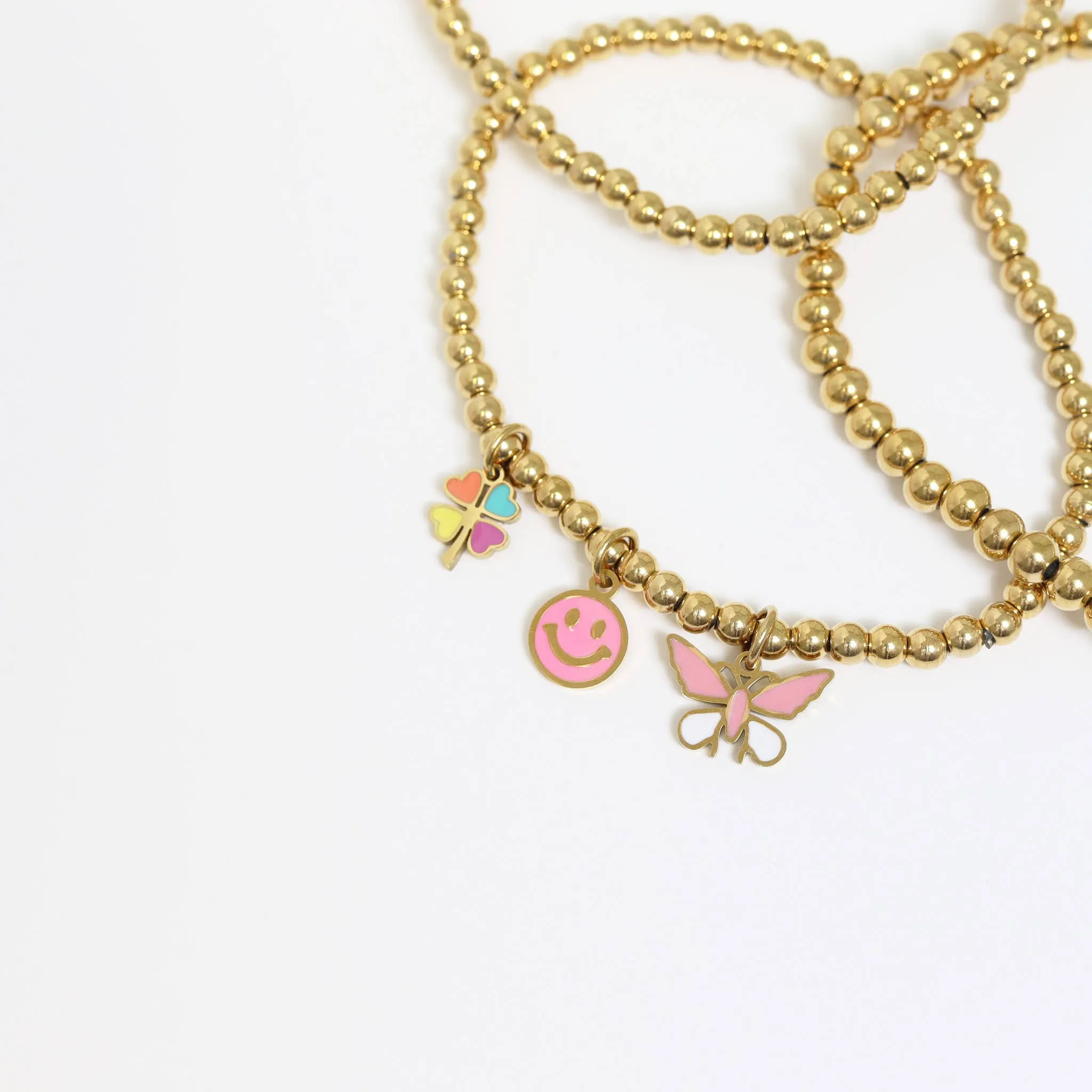 Bianca 18K Gold PVD Beaded Stretch Bracelet