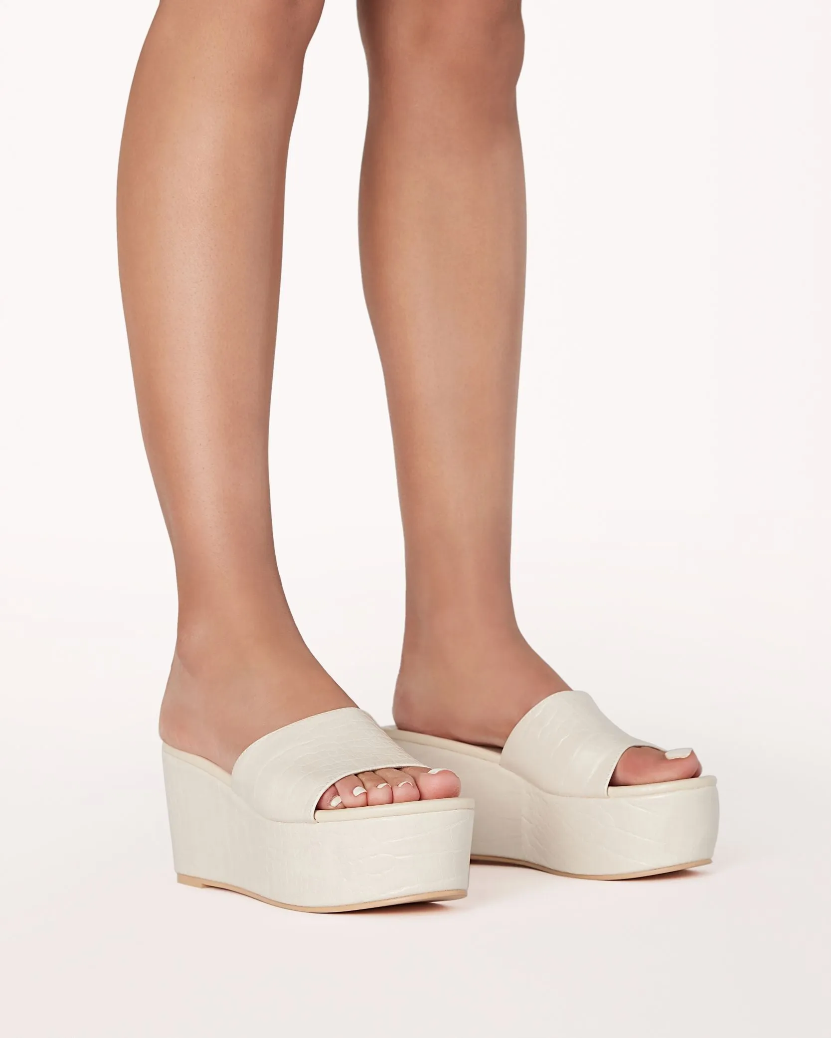 Billini | Fran Wedge Sandals | Bone Croc