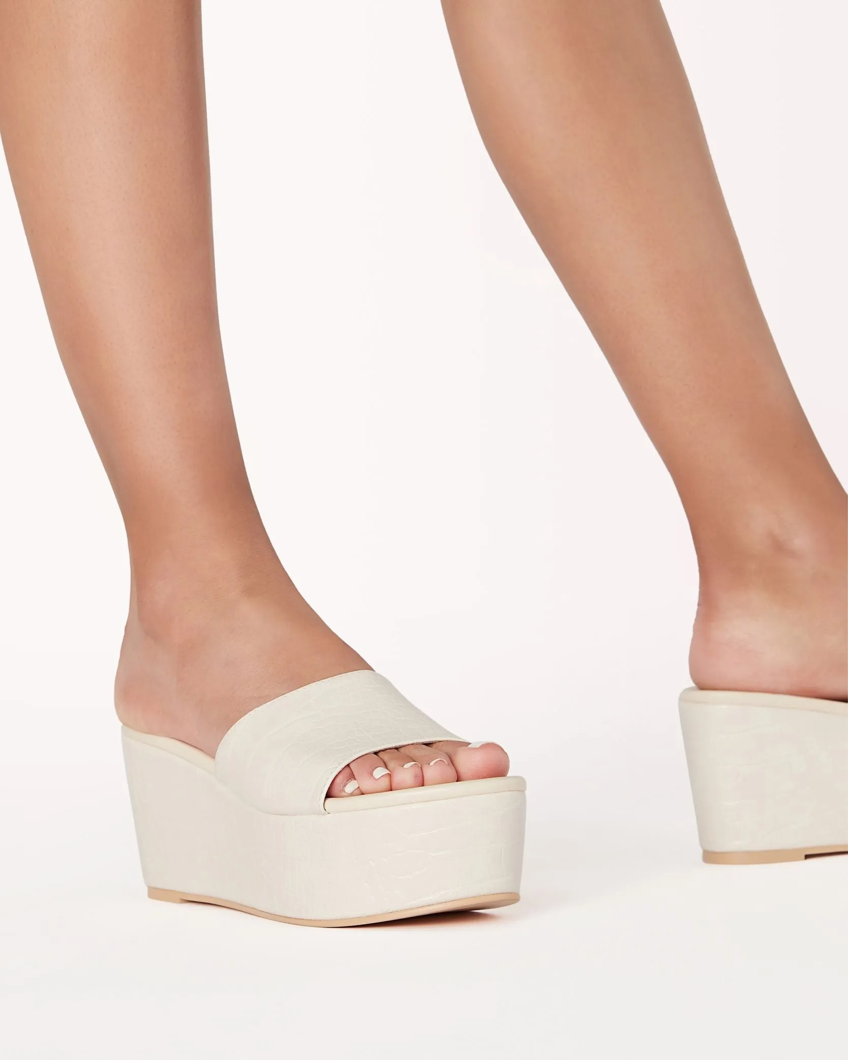 Billini | Fran Wedge Sandals | Bone Croc