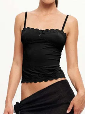 Black Vintage Lace Cami Top