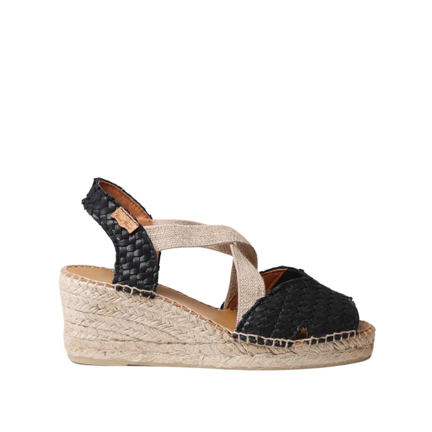Braided Leather Open Toe Wedge Espadrille for Women - Salina