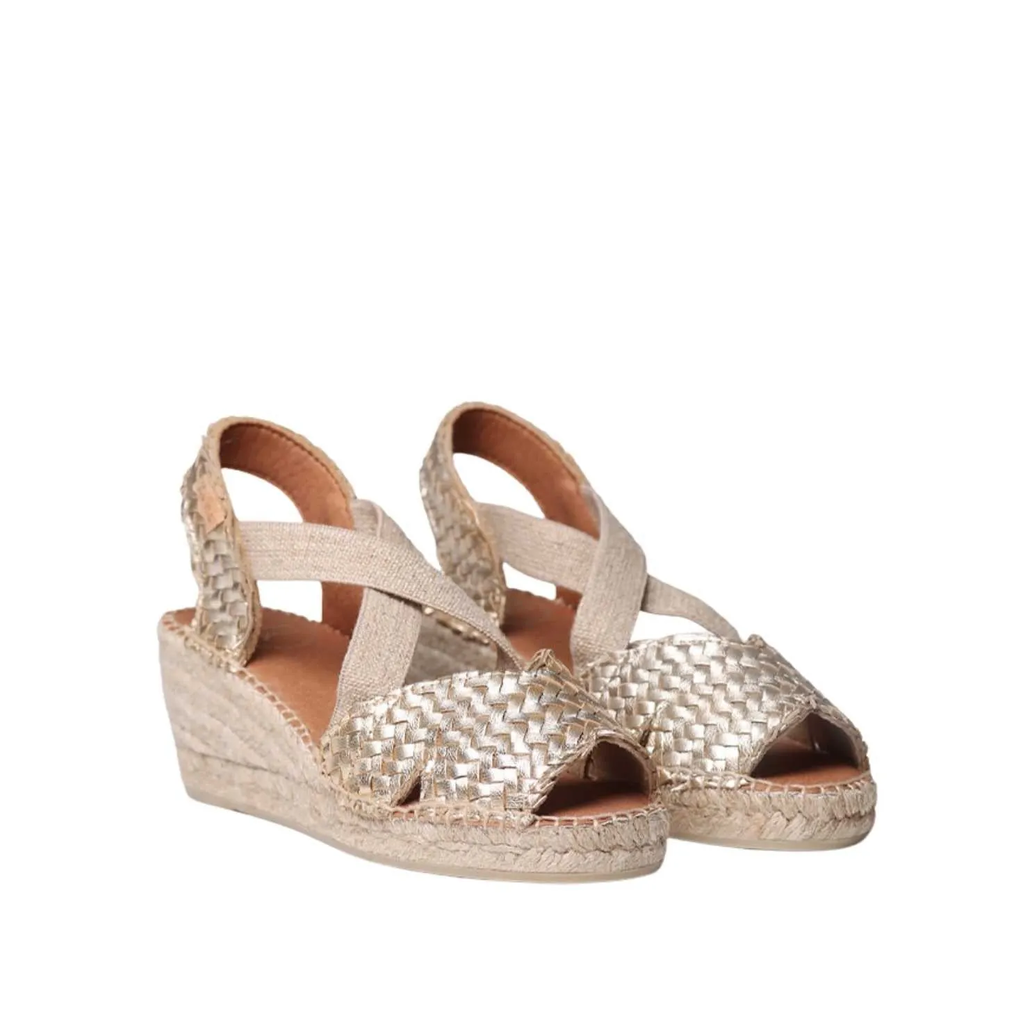 Braided Leather Open Toe Wedge Espadrille for Women - Salina