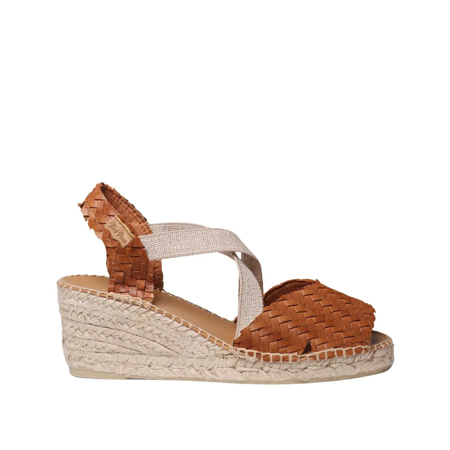 Braided Leather Open Toe Wedge Espadrille for Women - Salina