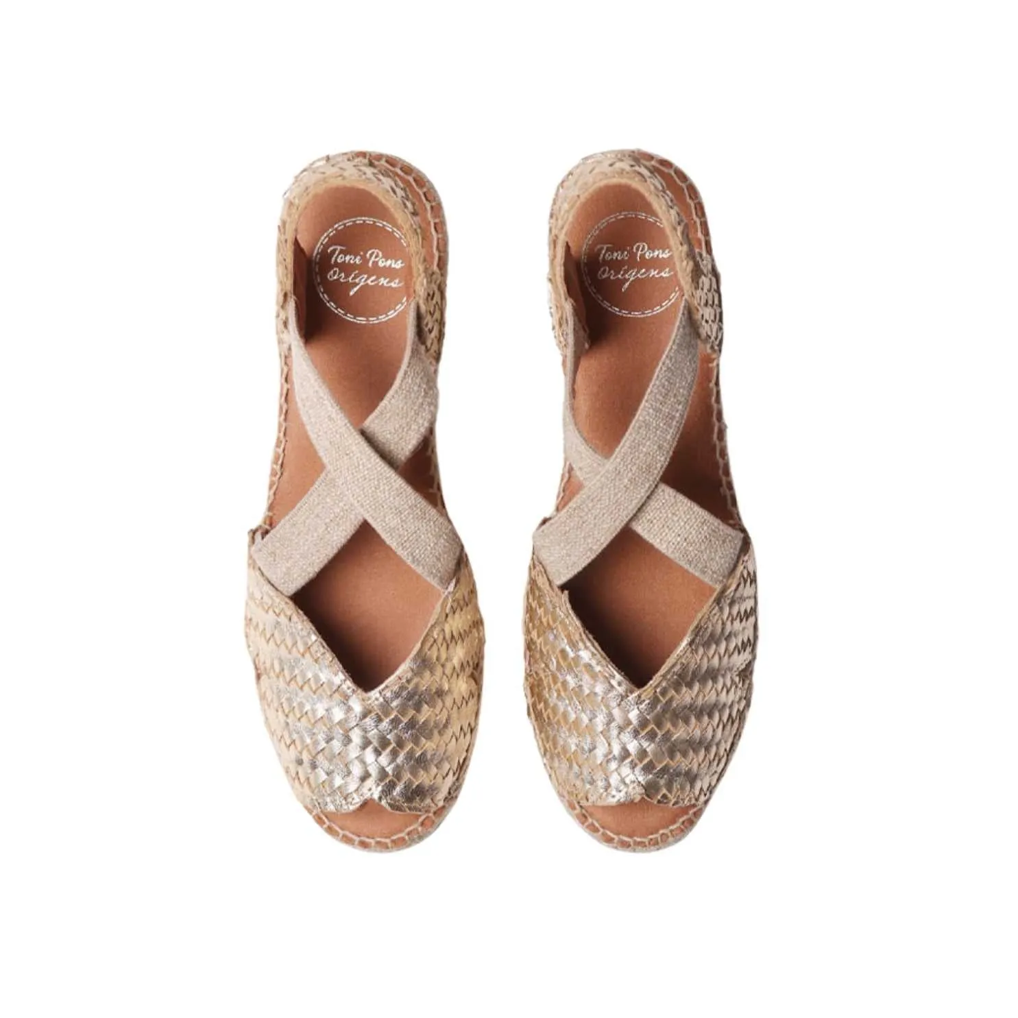 Braided Leather Open Toe Wedge Espadrille for Women - Salina
