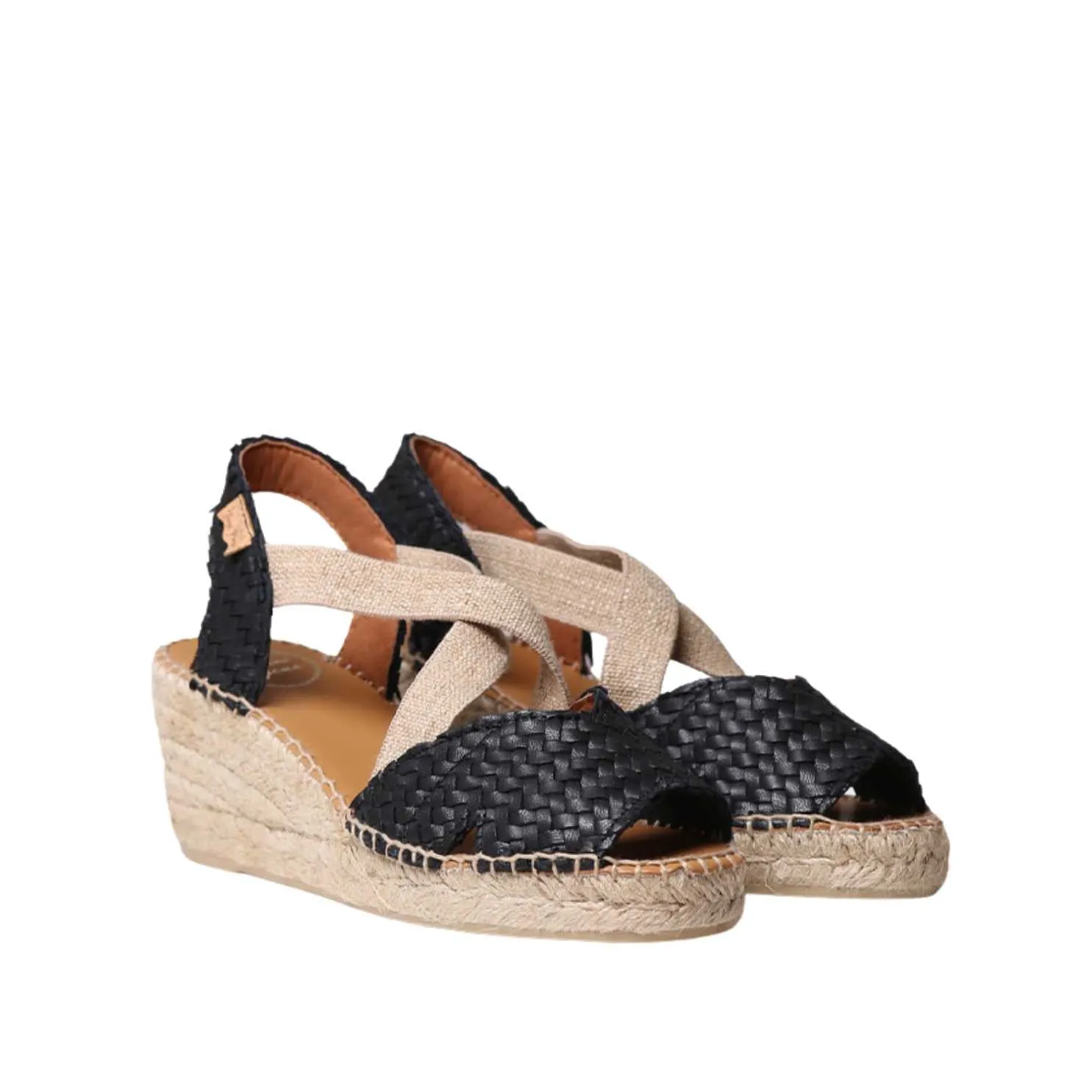 Braided Leather Open Toe Wedge Espadrille for Women - Salina
