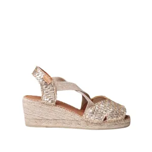 Braided Leather Open Toe Wedge Espadrille for Women - Salina