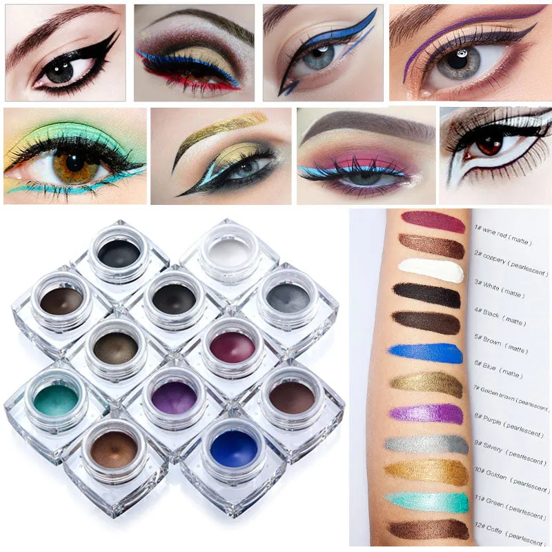 Brand Makeup Eyes Colors Pigment Matte Shimmer Waterproof Eyeliner Gel White Black Brown Eye Liner Pencil Maquillage