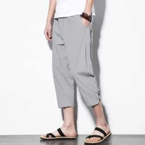 Calf Length Drawstring Casual Pants