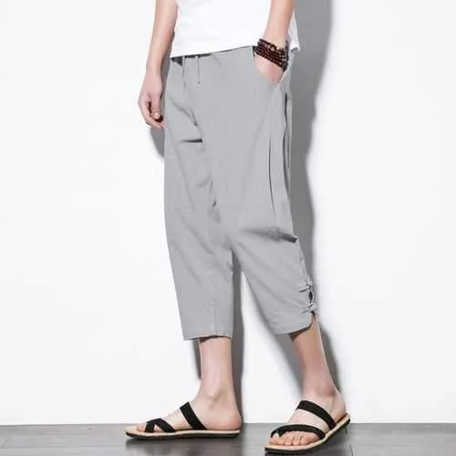 Calf Length Drawstring Casual Pants