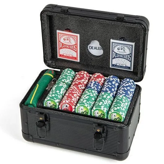 Casino Poker Chips with 600 Pieces Chips Texas Holdem Poker Chip Set-Black - Col