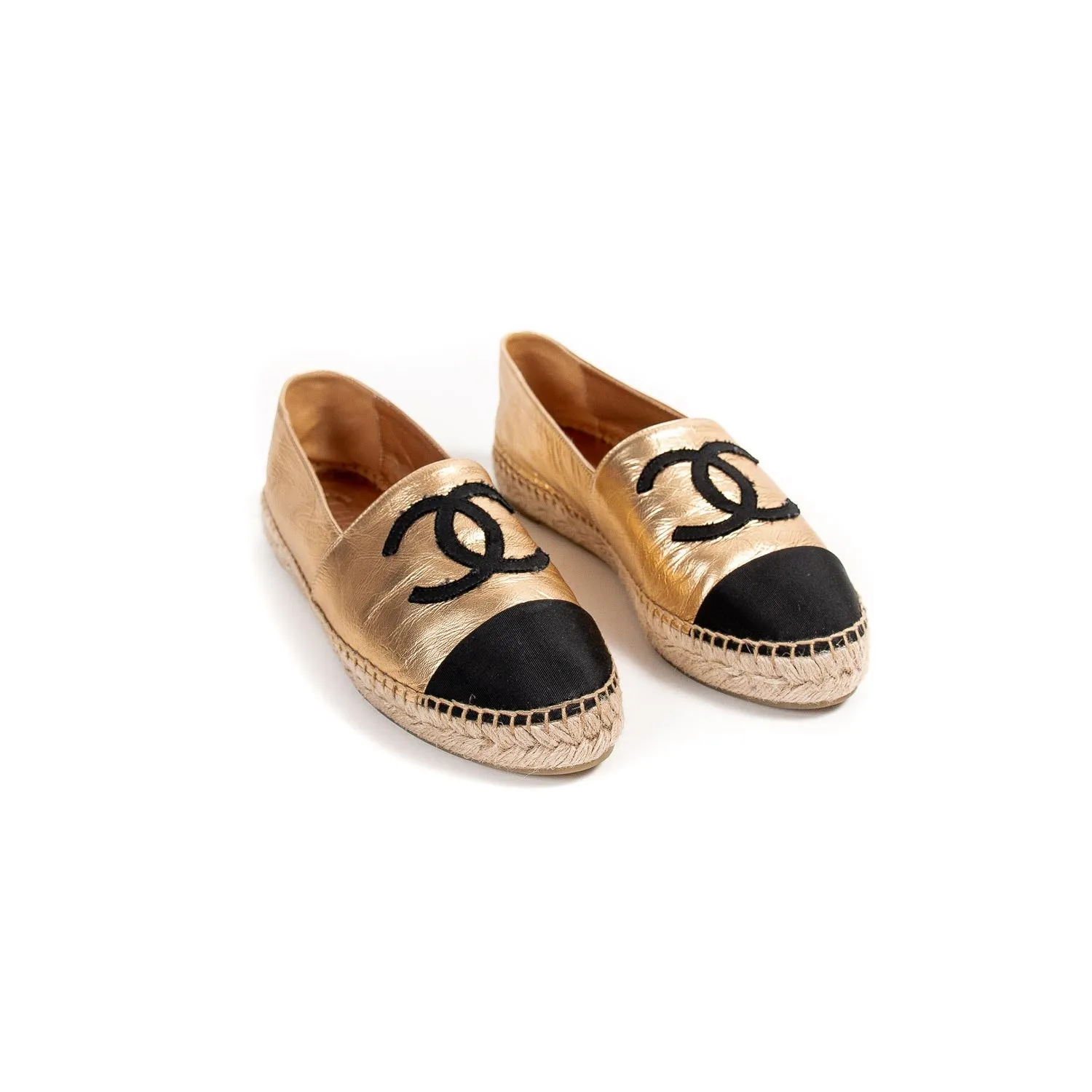 Chanel CC Leather Espadrilles Flat