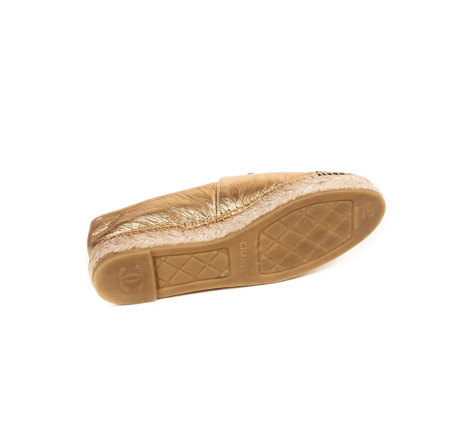 Chanel CC Leather Espadrilles Flat