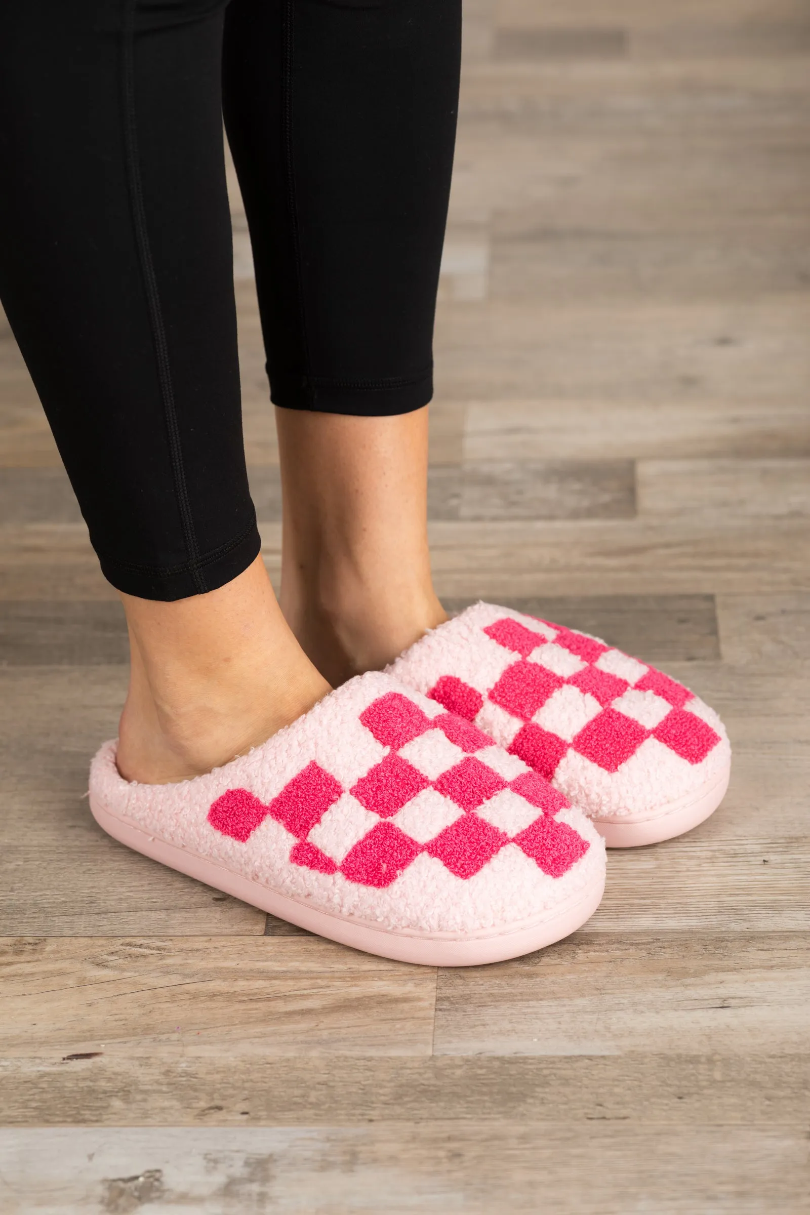 Checkerboard Soft Fuzzy Slippers