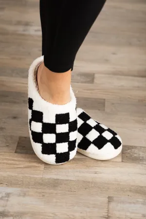 Checkerboard Soft Fuzzy Slippers