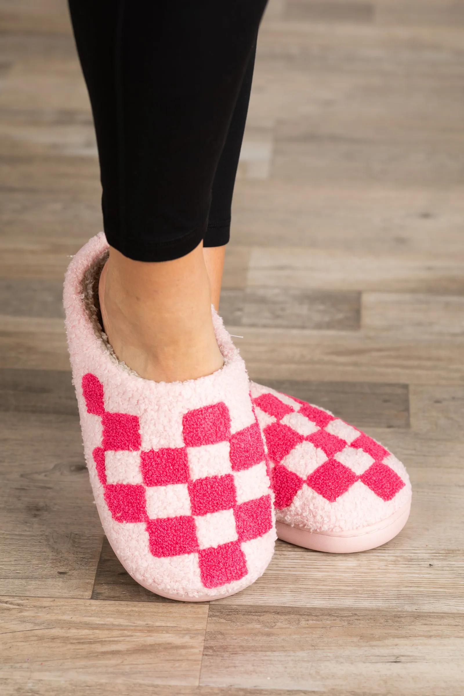 Checkerboard Soft Fuzzy Slippers