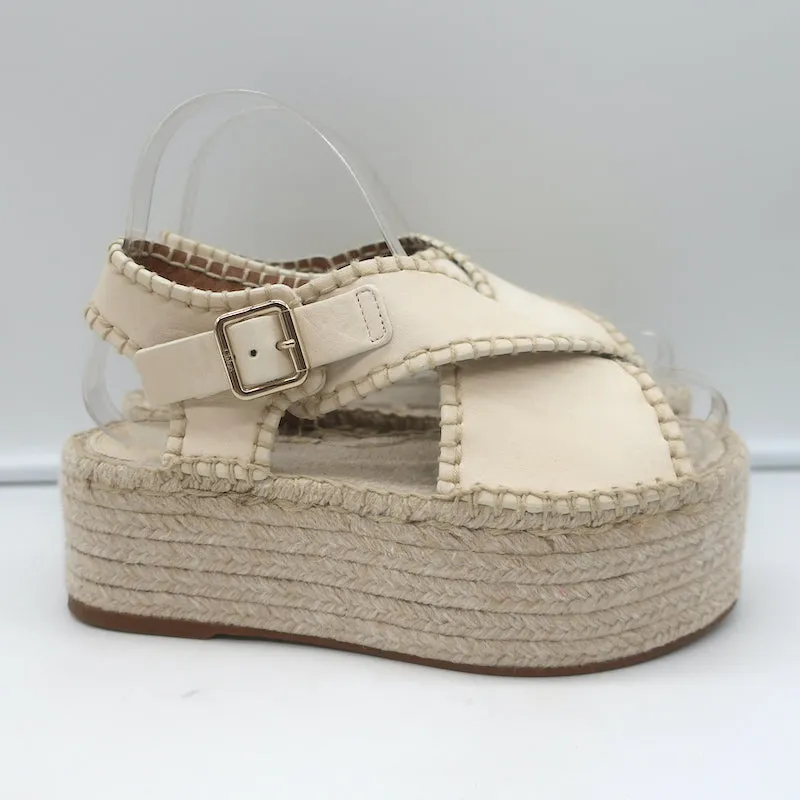 Chloe Lucinda Platform Espadrille Sandals Ivory Leather Size 36