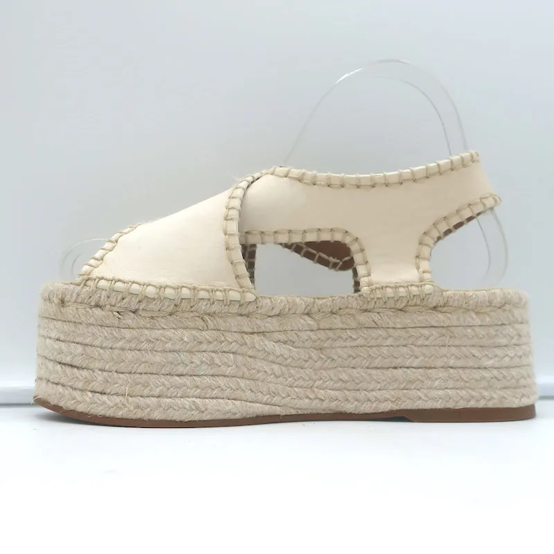 Chloe Lucinda Platform Espadrille Sandals Ivory Leather Size 36