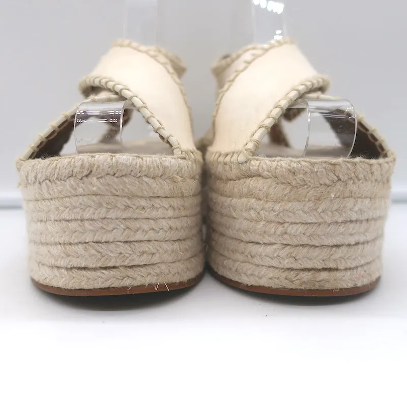 Chloe Lucinda Platform Espadrille Sandals Ivory Leather Size 36
