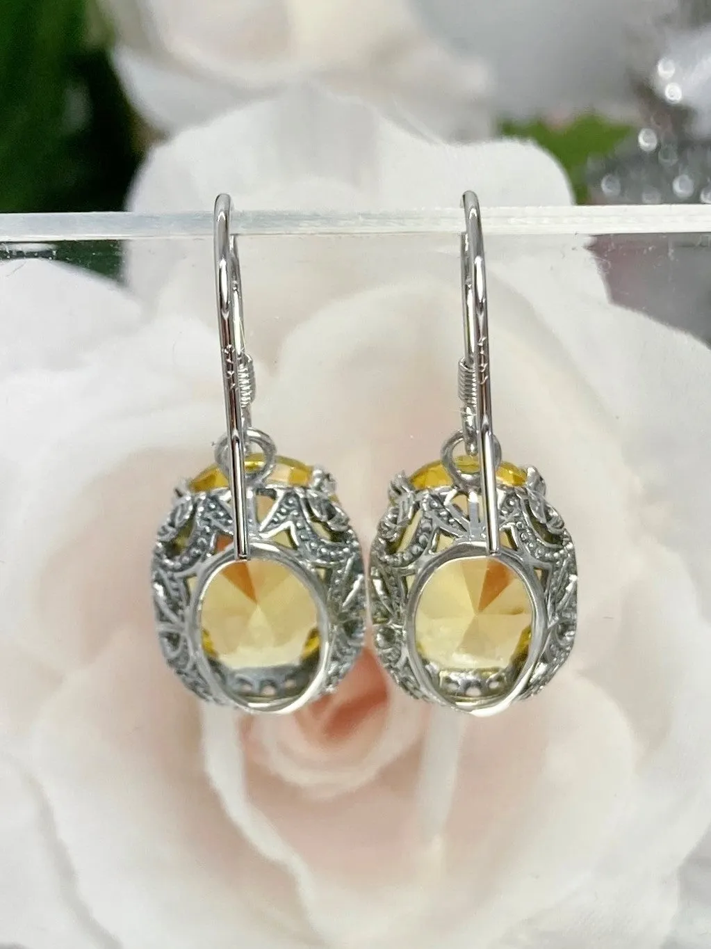 Citrine Earrings, Vintage Edwardian Jewelry #E70
